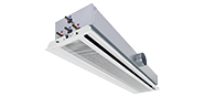 Zweiseitig ausströmender Deckeninduktionsdurchlass für 600er und 625er Deckenraster mit horizontalem Wärmeübertrager