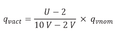 Berechnung Volumenstromistwert bei 2 – 10 V
